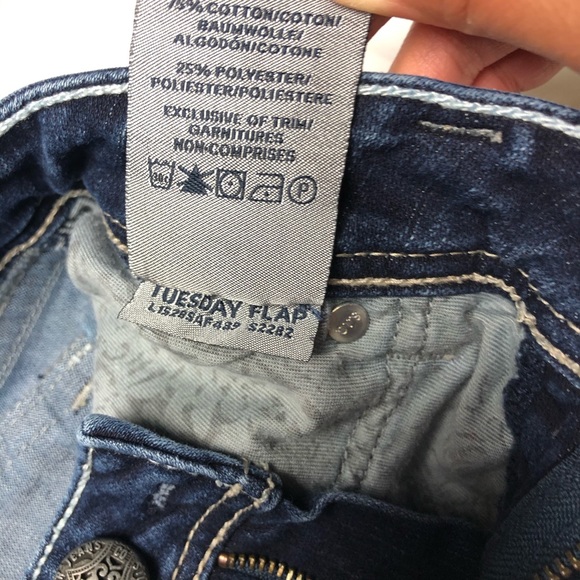 Silver Jeans • Slim Boot Tuesday Flap Jeans Sz 27 - Picture 8 of 12